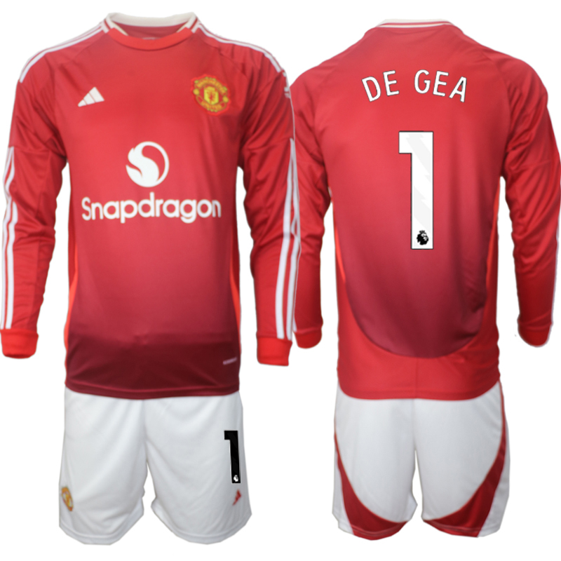 Men 2024-2025 Club Manchester United home Long Sleeves Red 1 Soccer Jersey